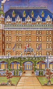 Painting by Barb Wood courtesy of The Empress Hotel. Vancouver Island's colonial daughter.