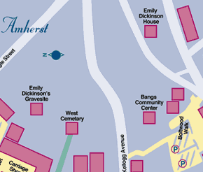 Map of downtown Amherst. Courtesy of Greater Springfield Convention and Visitors Bureau. 