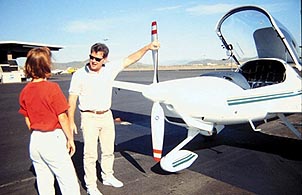 A student gets walked through a pre-flight check by an instructor. Courtesy of Diamond Aircraft Industries.
