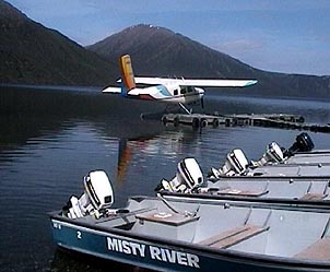 A float plane primed for takeoff on a glassy Yukon lake. Courtesy of Tincup Wilderness Resort, Yukon.