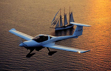 A Diamond Aircraft DA20-C1 near Toronto Island. Courtesy of Diamond Aircraft Industries.