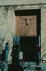 Famous cattle brands displayed above the door of the Panhandle-Plains Historical Museum. Copyright: Kathryn Means, 1999