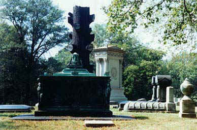 A granite tombstone in the shape of a tree, symbolizing a family tree in Allegheny Cemetery in Pittsburgh. � Eric Miller 