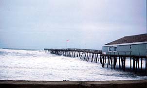 A gusty day the pier in North Carolina's Outer Banks