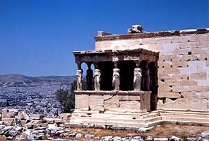 The Erecthion, a building on the Acropolis, with its �Porch of the Maidens.� Copyright: Victoria Brooks.