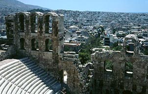 The Theatre of Herod Atticus, a Roman-era building that once featured gladiator fights. Copyright: Victoria Brooks.