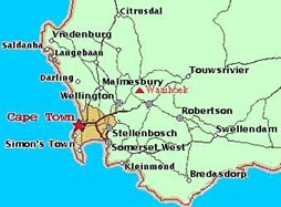 A map showing Capetown�s location on the African continent. Courtesy of Rick Hudson.