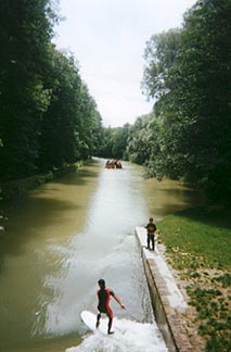 The Canal behind the Munich Campground, where the surf is always up. Copyright: Tyson Brooks.