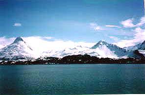 The mountains around Valdez seen as the ship steams out to sea. (copyright Tyson Brooks) 