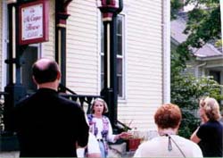 Betty Campbell, whose family has lived in Ripley for generations, conducts a heritage tour. Copyright: Kathryn Means, 2001.