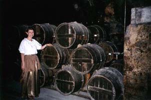 Barrels in cellar of Otard Chateau. Copyright: E. Lisa Moses.