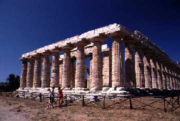 Paestum, a UNESCO site, was once a sprawling city. Today three temples and countless ruins remain. Copyright: Paris Permenter & John Bigley.