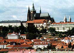 St. Vitus Cathedral, site of one of the most famous scenes in Kafka's book The Trial, looms over Prague Castle. Copyright Kathryn Means.