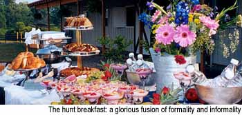 A hunt breakfast near Alpharetta is a glorious fusion of formality and informality. Copyright: Kathryn Means, 1999