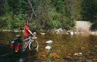 Getting our feet wet at a stream crossing. � Tyson Brooks