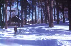  Frolicking in the snow while a roaring fire awaits us to warm our toes. Courtesy of Seven Pines Lodge.