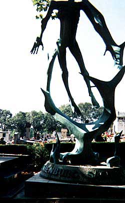Skeletal figures atop the Buchenwald monument are a grim reminder of the Holocaust. Copyright: Kathryn Means