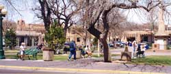 Santa Fe's central plaza is a timeless reminder of the city's colorful history. Copyright: Kathryn Means, 1999.